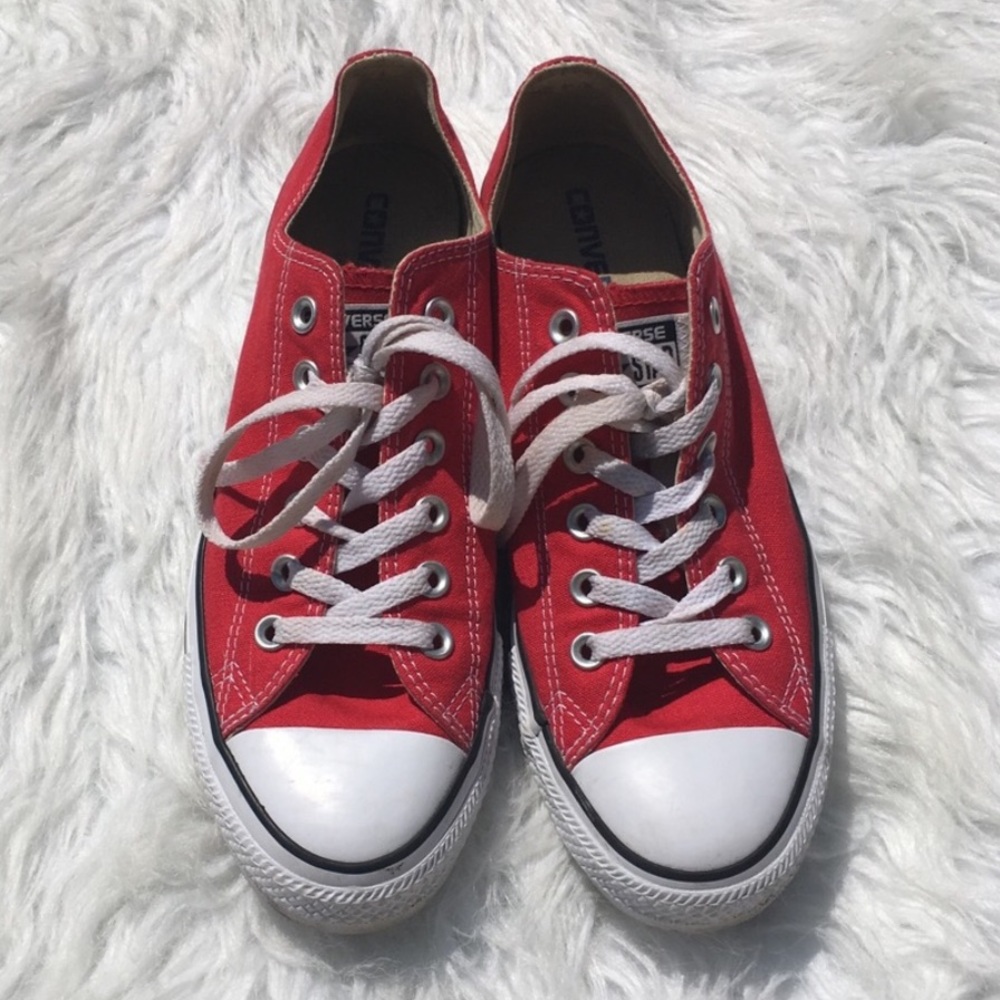 Red Low Top Converse Sneakers